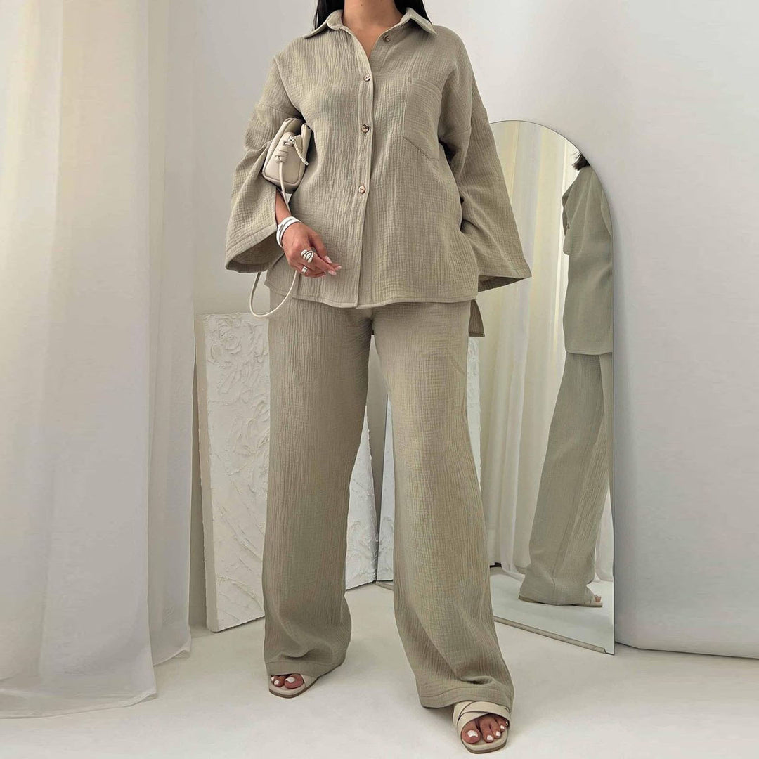 Damer bekväm och stilfull blus-byxd Kombination med elegant struktur Eva Jonsson