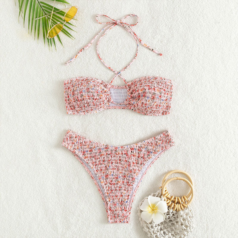 Damen Bandeau-Bikini mit verspieltem Wickeldetail und Rüschendesign Echo Archiv