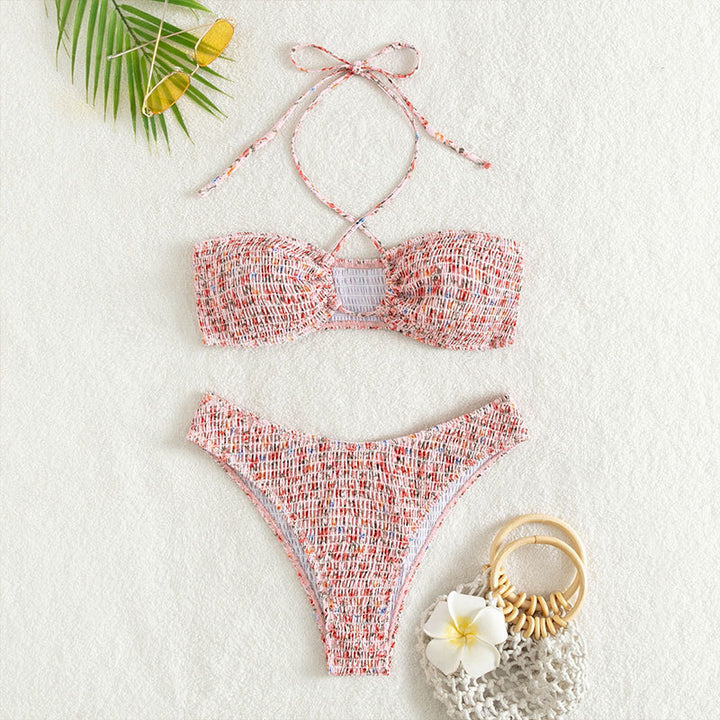 Damen Bandeau-Bikini mit verspieltem Wickeldetail und Rüschendesign Echo Archiv