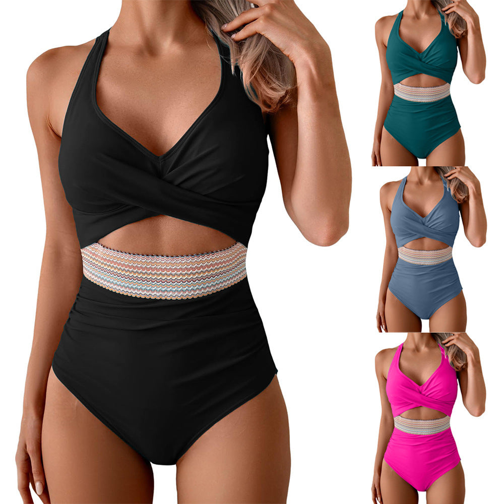 Damen Einteiliges Badeoutfit mit innovativer Wickeloptik Echo Archiv