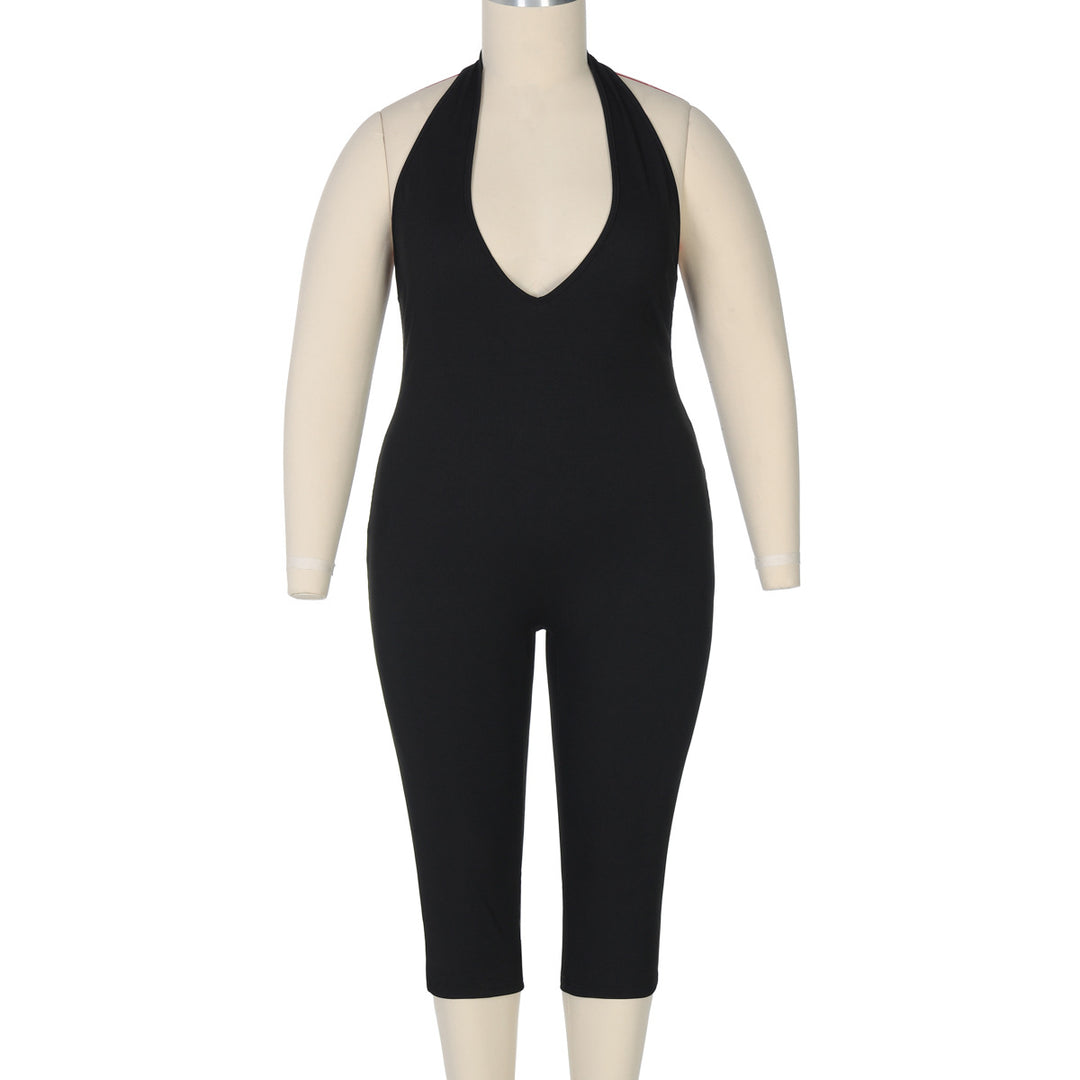Damer Elegant golvlång jumpsuit med djup V-ringning Mirla-Eva Jonsson