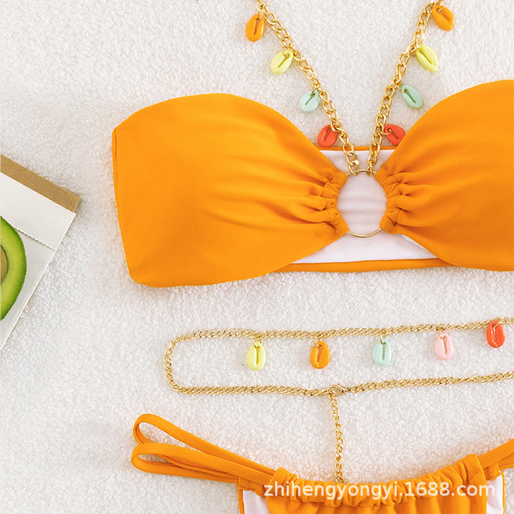 Damen Bandeau-Bikini mit buntem Kettenzier-Design Echo Archiv