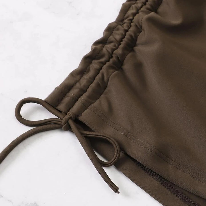Damen Badeset mit gerafftem Oberteil und hoch tailliertem Slip Echo Archiv