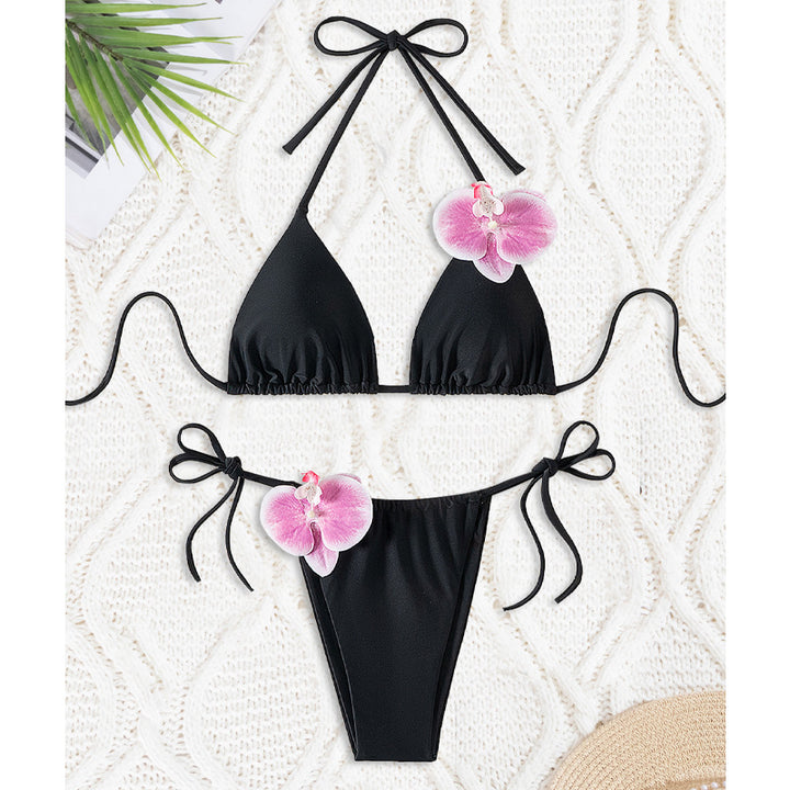 Damen Triangel-Bikini mit dekorativen Orchideen-Details Echo Archiv