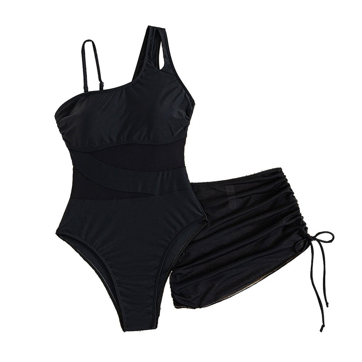 Damen Eleganter Badeanzug mit asymmetrischem Design und praktischer Wickelrock Echo Archiv
