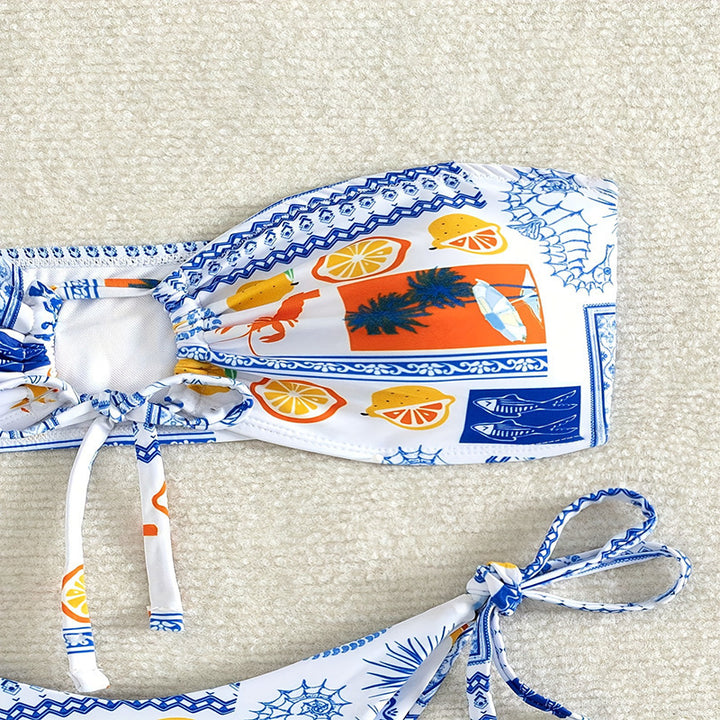 Damen Bandeau-Bikini mit verspieltem Muster Echo Archiv