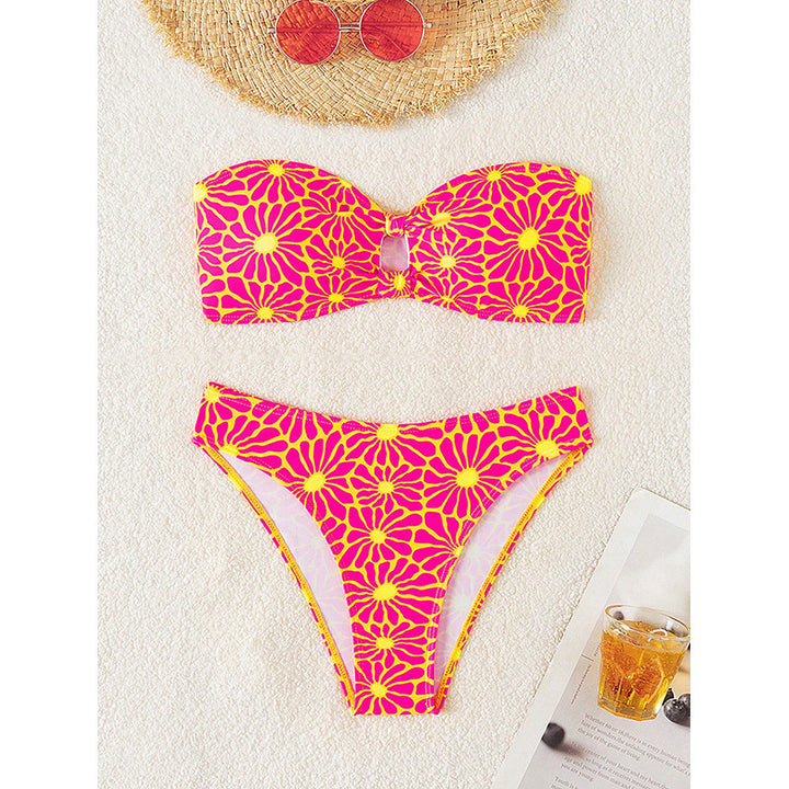 Damen Bandeau-Bikini mit floralem Muster und verstellbaren Trägern Echo Archiv