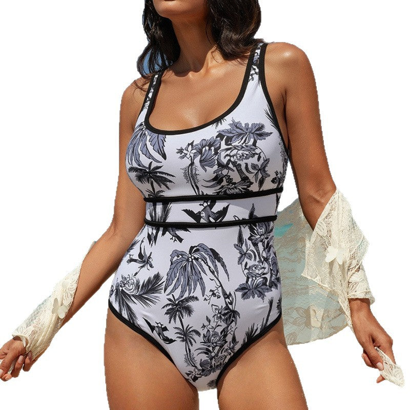 Damen Einteiliger Badeanzug mit modischem floralem Muster Echo Archiv