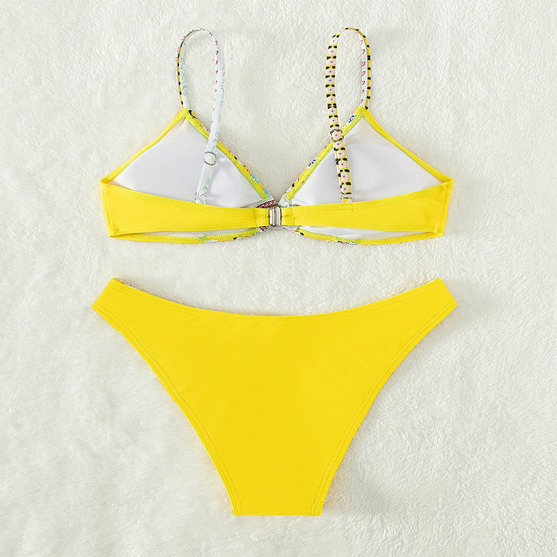 Damen Bikini-Set mit floralem Design und hochgeschnittenem Slip Echo Archiv
