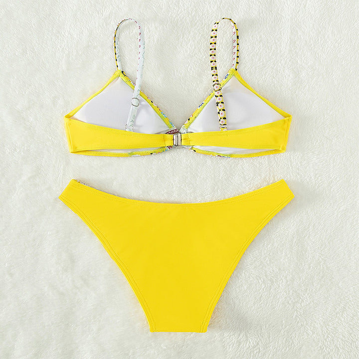 Damen Bikini-Set mit floralem Design und hochgeschnittenem Slip Echo Archiv