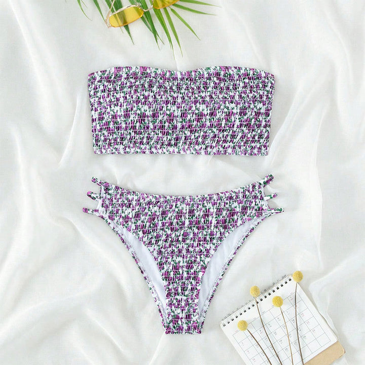 Damen Bandeau-Bikini-Set mit elastischem Rüschendesign und verstellbaren Trägern Echo Archiv