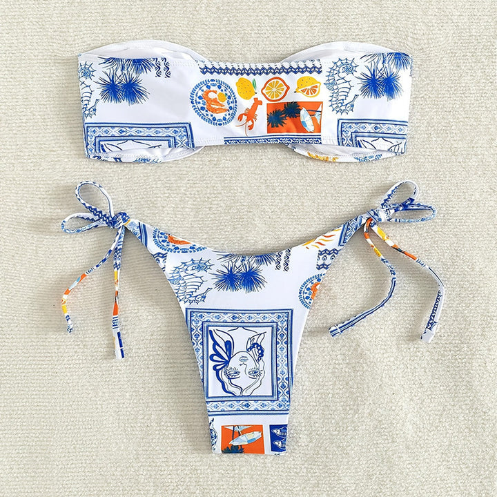 Damen Bandeau-Bikini mit verspieltem Muster Echo Archiv