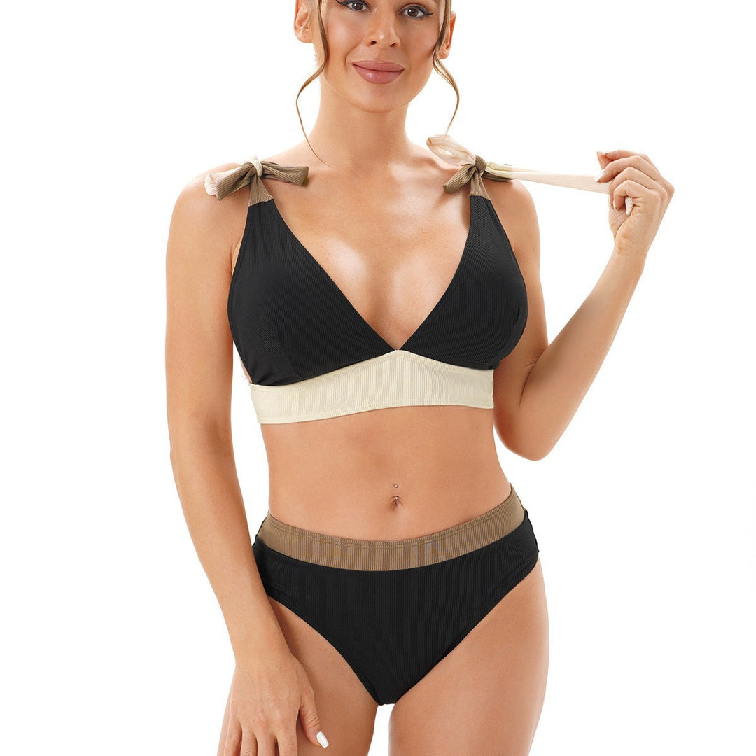 Damen Bikini-Set mit tiefem V-Ausschnitt und verstellbaren Trägerschleifen Echo Archiv