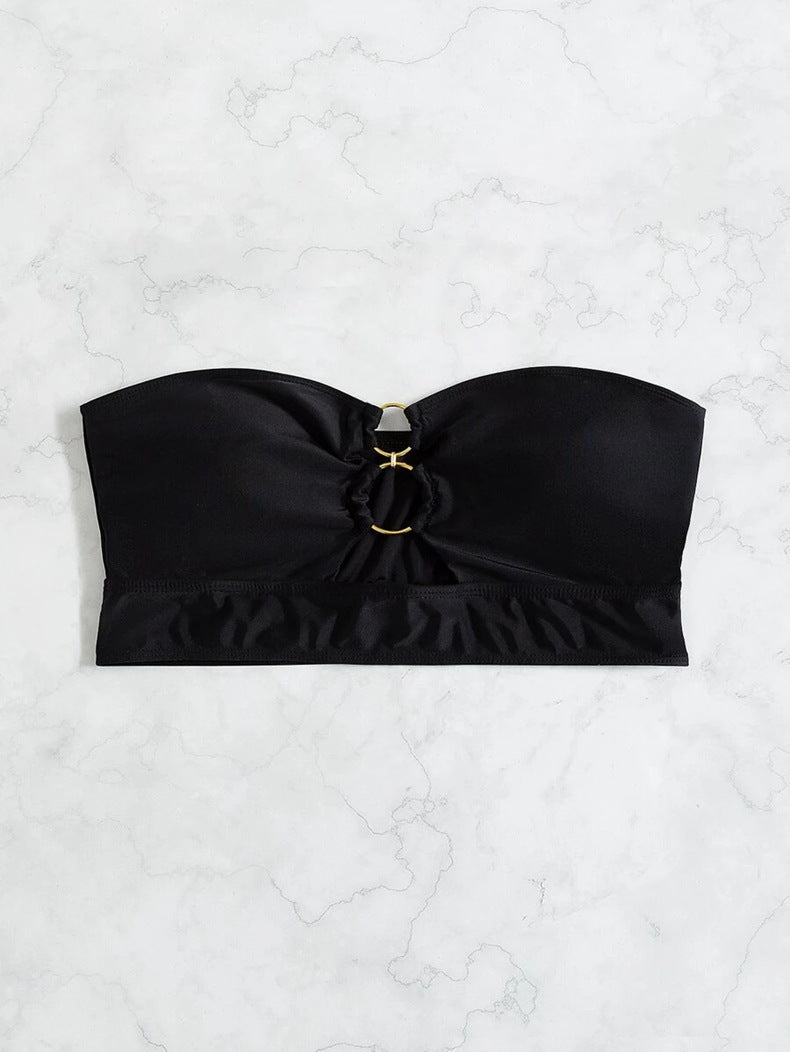 Damen Bandeau-Bikinioberteil mit glitzerndem Ring-Detail Echo Archiv