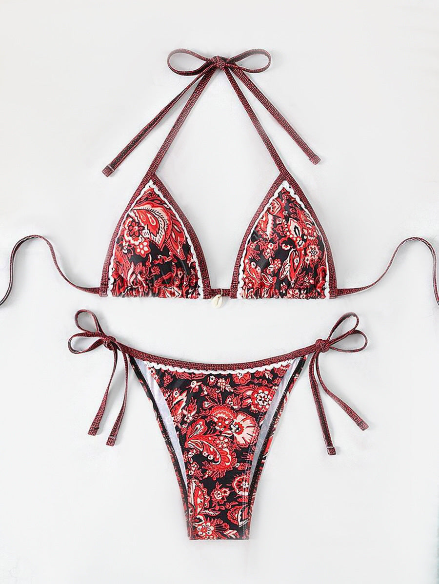 Damen Triangel-Bikini mit floralem Vintage-Muster Echo Archiv