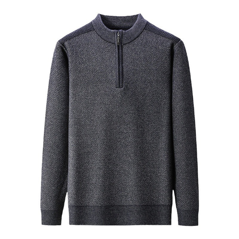 Herrenpullover med halvmått dragkedja och strukturerad design Eva Jonsson