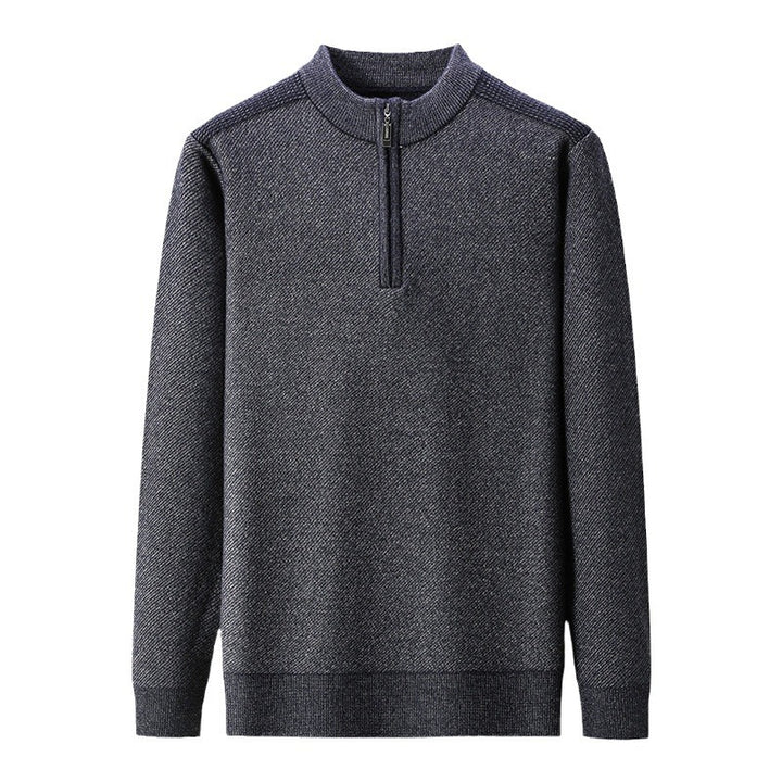 Herrenpullover med halvmått dragkedja och strukturerad design Eva Jonsson