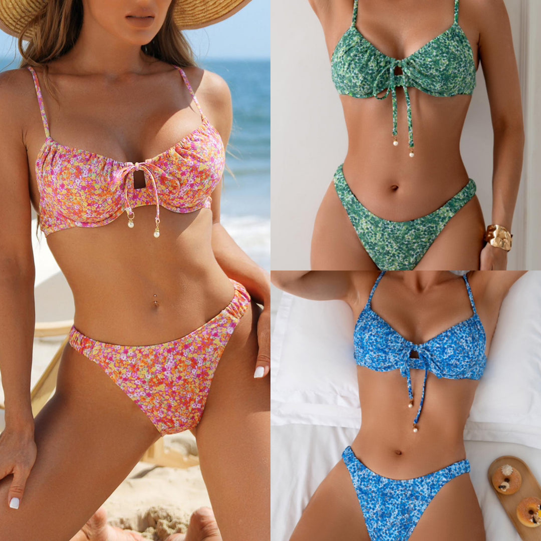 Damen Floral Bikiniset mit Gerafftem Top Echo Archiv