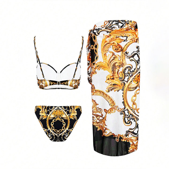 Damen Bikini-Set mit elegantem Rüschenrock und modischem Oberteil Echo Archiv