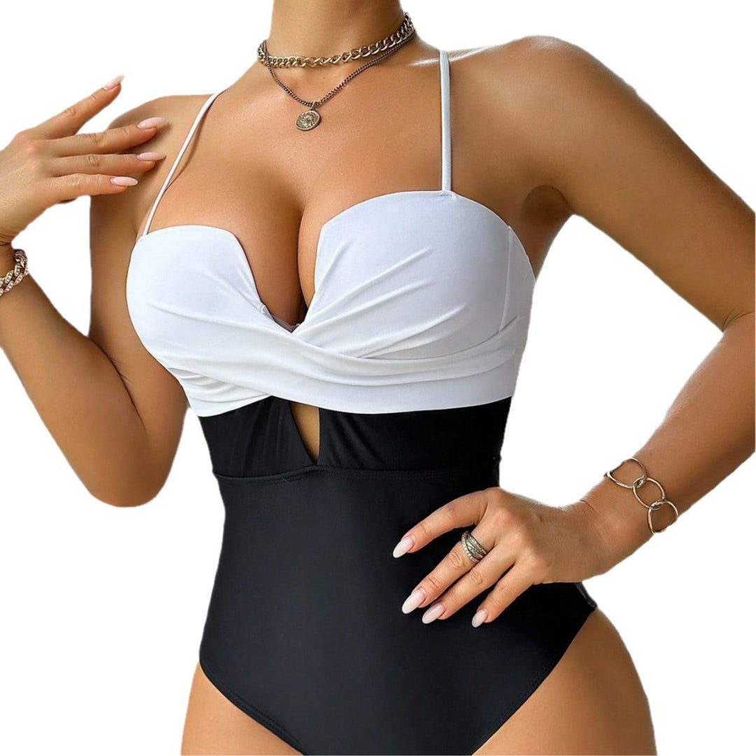 Damen eleganter Monokini mit modischem Farbblock Echo Archiv