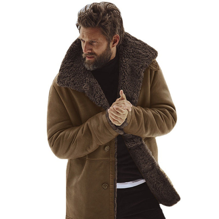 Herren teddy fleece jacket with large collar and button closure Eva Jonsson