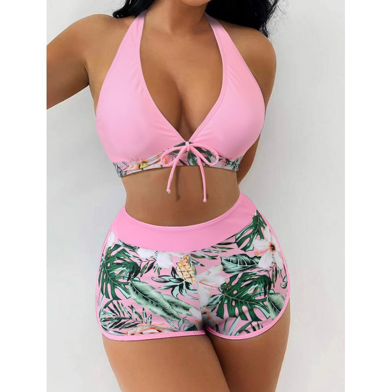 Damen Hochgeschlossen Bikini mit verspieltem Blumenmuster Echo Archiv