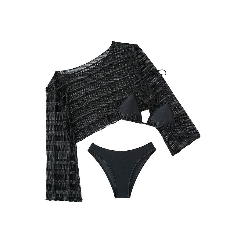Damen Bikiniset mit transparenter Bluse und elegantem Knoten Echo Archiv