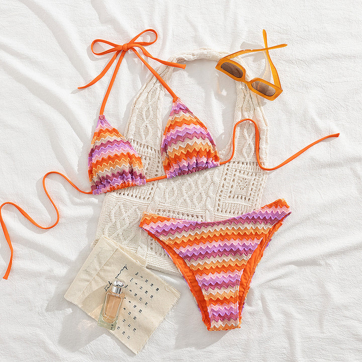 Damen Triangel-Bikini mit romantischem Wellenmuster Echo Archiv