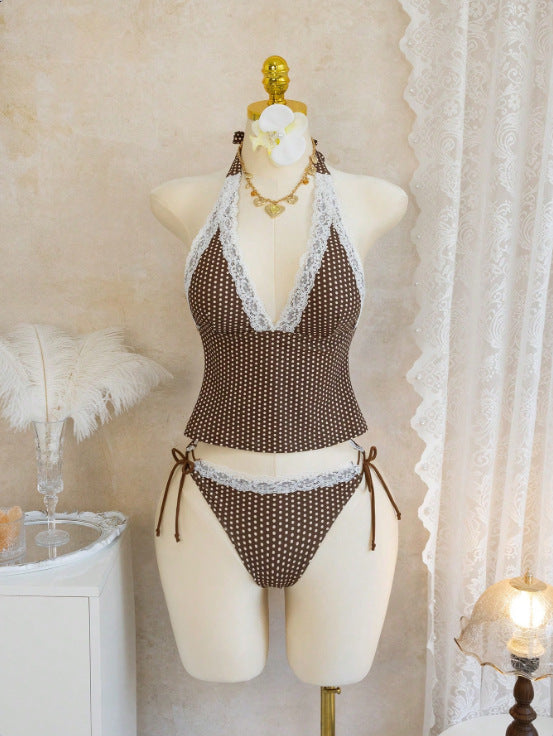 Damen Halter-Kini-Set mit Spitzenakzenten Echo Archiv