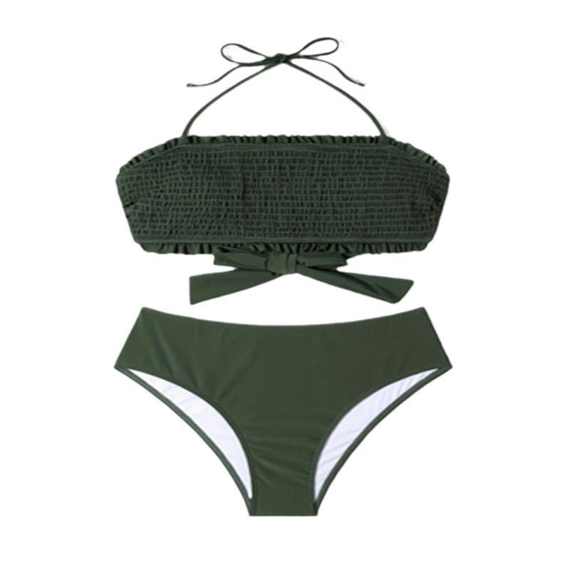 Damen Bandeau-Bikini mit verspieltem Rüschen und modischem Bindeband Echo Archiv