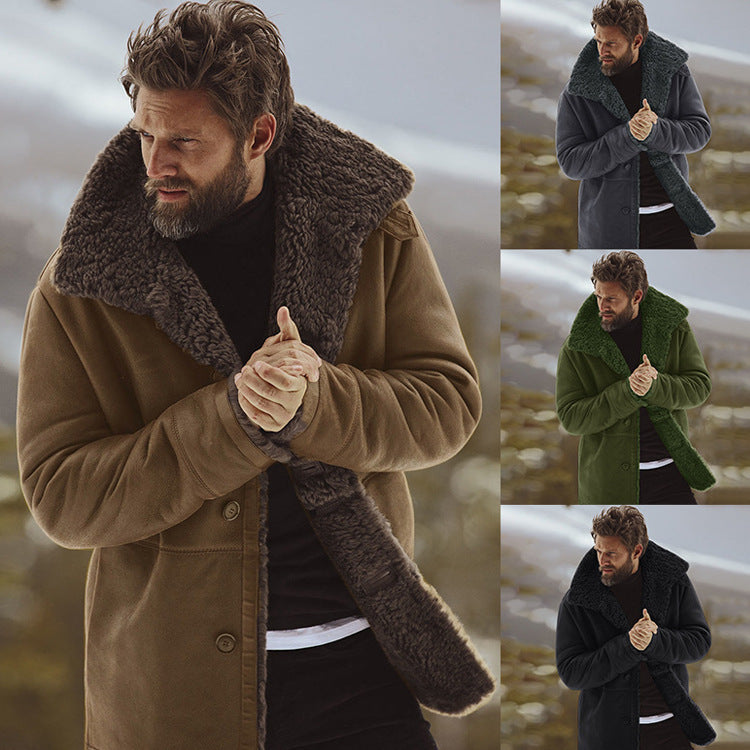 Herren teddy fleece jacket with large collar and button closure Eva Jonsson