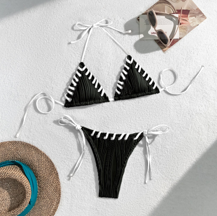 Damen Triangel-Bikini mit kontrastierenden Schnürdetails Echo Archiv