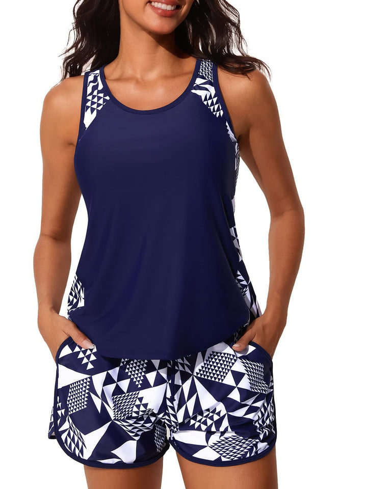 Damen Sportliches Tankini-Set mit hohem Bund und floralem Muster Echo Archiv