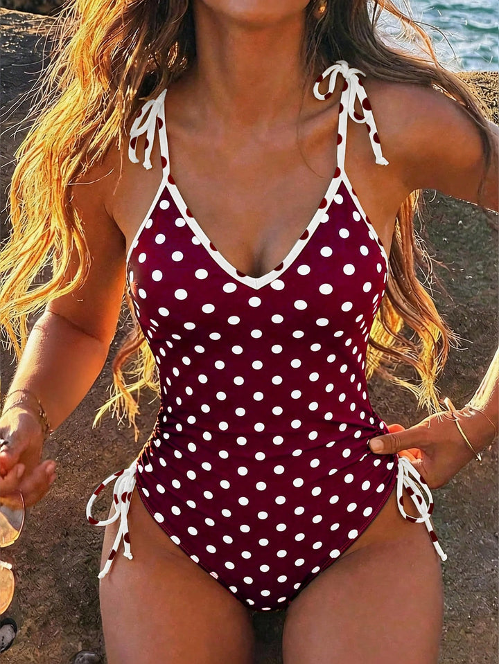 Damen einteiliges Schwimmoutfit mit verspieltem Punkten-Design Echo Archiv