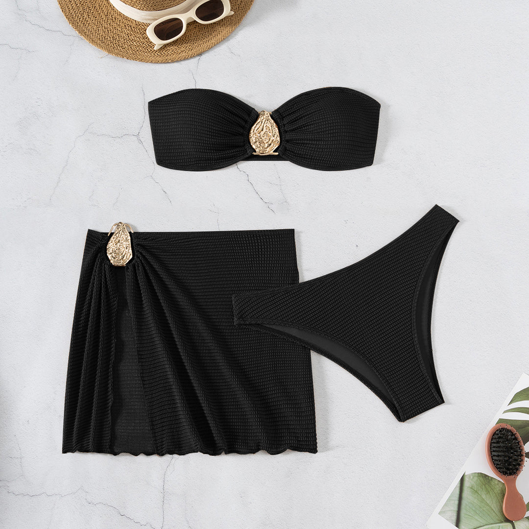 Damen Bandeau-Bikini-Set mit schickem Faltendetail Echo Archiv