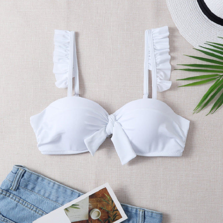 Damen Bikini-Oberteil mit gefransten Trägern und Knoten-Detail Echo Archiv