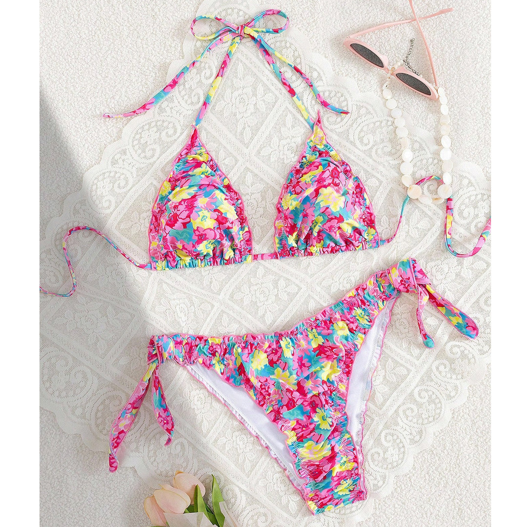Damen Triangel-Bikini mit verspieltem Blütenmuster Echo Archiv