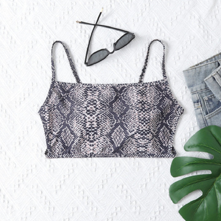 Damen Cropped Bikinioberteil mit Schlangenleder-Design Echo Archiv
