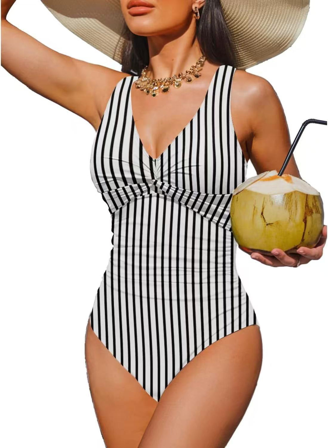 Damen Eleganter Einteiler Badeanzug mit modischem Twist Echo Archiv