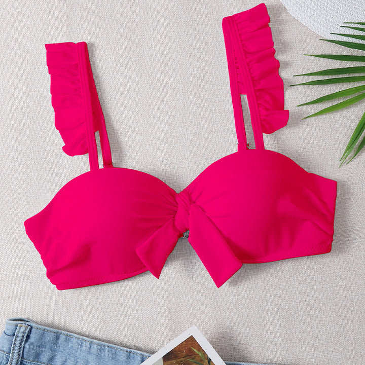 Damen Bikini-Oberteil mit gefransten Trägern und Knoten-Detail Echo Archiv