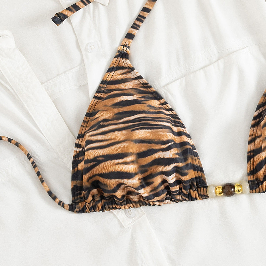Damen Triangel-Bikini mit raffinierten Tierdruck-Details Echo Archiv