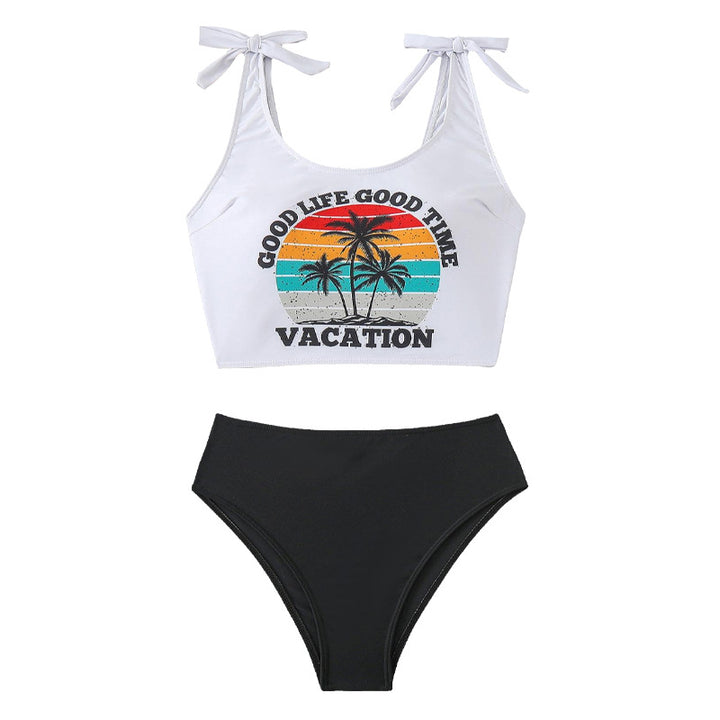 Damen Bauchfreies Bikini-Set mit grafischem Druck Echo Archiv