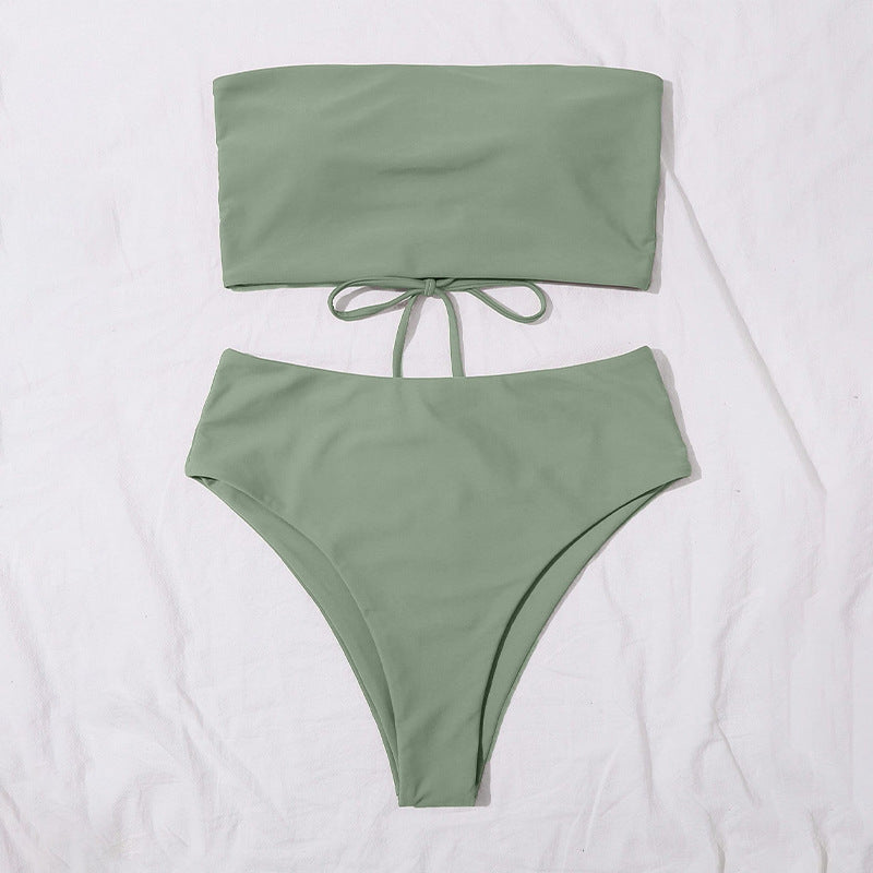 Damen Bandeau-Bikini-Set mit hohem Schnitt und elegantem Wickeldetail Echo Archiv