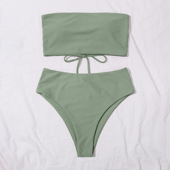 Damen Bandeau-Bikini-Set mit hohem Schnitt und elegantem Wickeldetail Echo Archiv