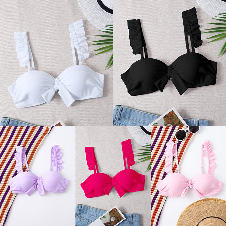 Damen Bikini-Oberteil mit gefransten Trägern und Knoten-Detail Echo Archiv