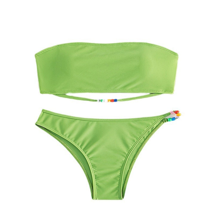 Damen Bandeau-Bikini-Set mit modischen Schnürdetails und zierlichem Anhänger Echo Archiv