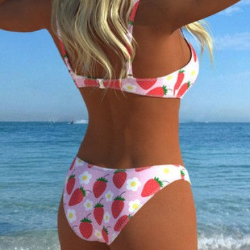 Damer Bikini-set med fruktig jordgubbsprint och justerbara axelband Mirla-Eva Jonsson