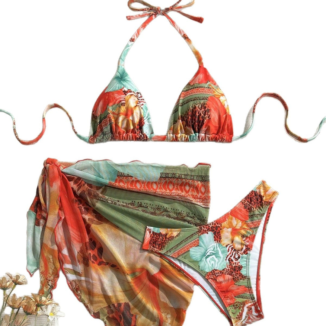 Damen Triangel-Bikini mit floralem Design und seidigem Cover-Up Echo Archiv