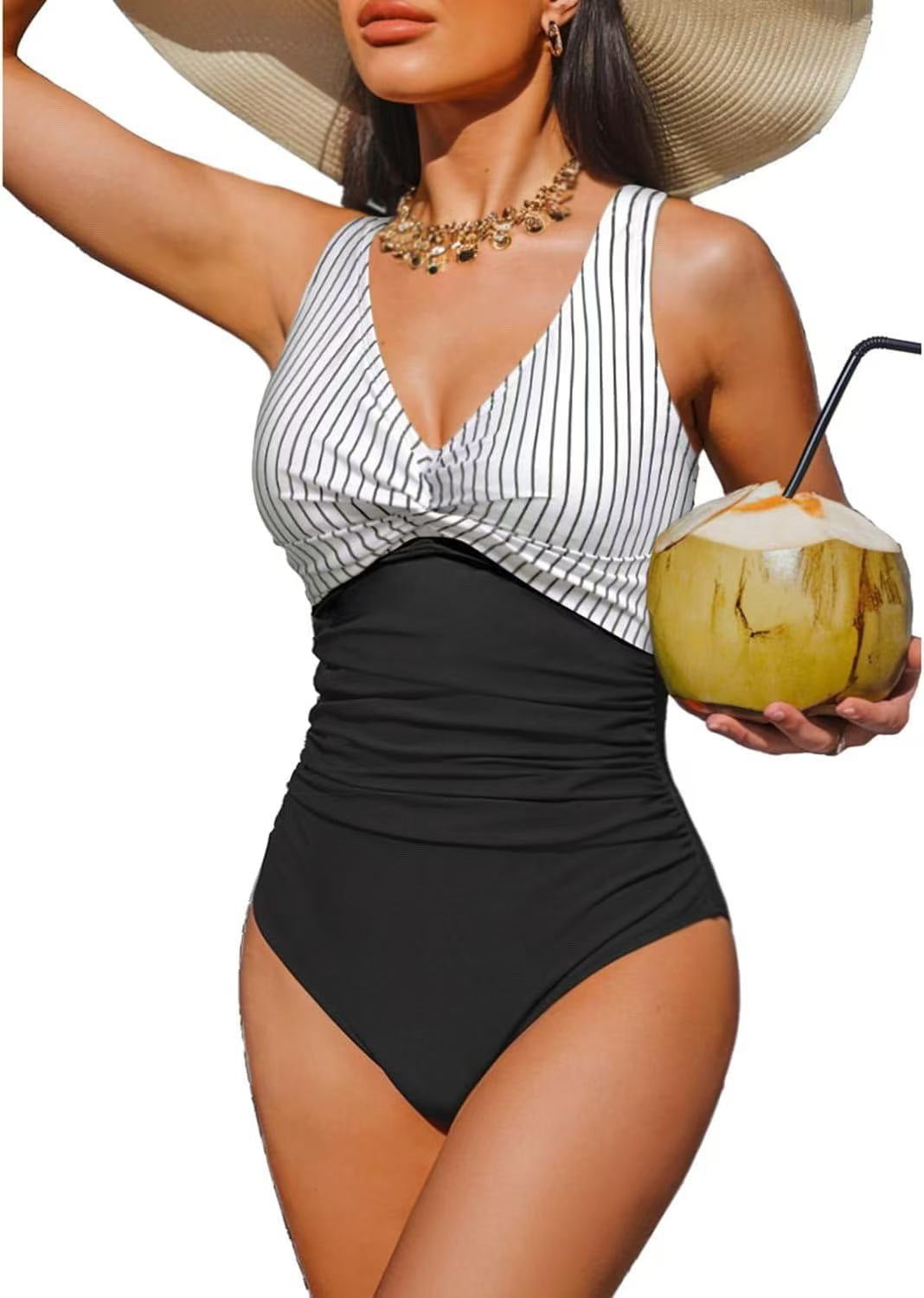 Damen Eleganter Einteiler Badeanzug mit modischem Twist Echo Archiv