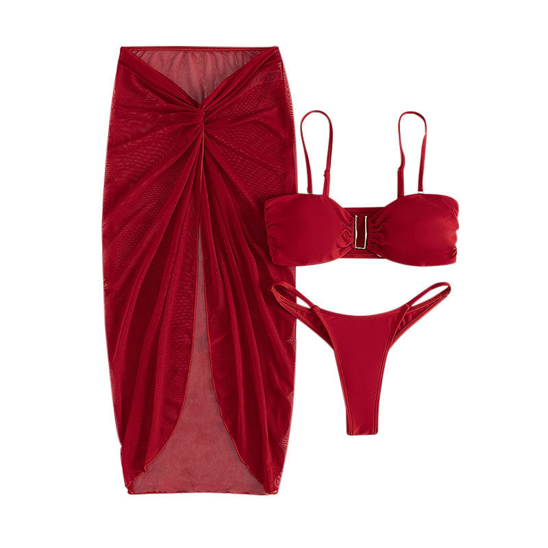 Damen Bandeau-Bikini mit knotenförmigem Design und schickem Wickelrock Echo Archiv